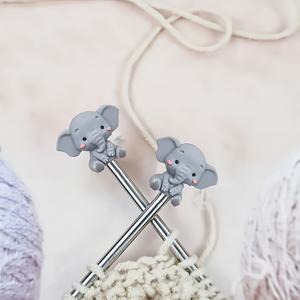 TEMU 2개 귀여운 코끼리 뜨개질 바늘 고정 장치 - 미끄럼 방지 코바늘 & 뜨개질 바늘 캡, 표현력 있는 눈, 부드러운 파스텔 색상 (핑크, 그린, 브라운, 초보 공예, 장난기 넘치는 디자인, 튼튼한 구조, 공예 애호가)