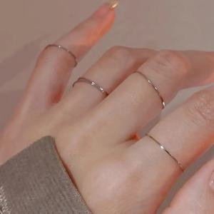 TEMU 5개 여성용 쌓을 수 있는 반지 세트 - 미니멀한 데일리 & 발렌타인데이 주얼리, 우아한 디자인, 내구성 좋은 구리 도금, & 선물용으로 완벽