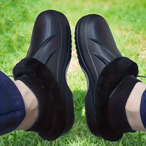 TEMU 크리스마스 커플 플리스 신발 | 스키, 하이킹, 강아지 산책용 따뜻한 미끄럼 방지 밑창 | 내구성이 뛰어난 가벼운 무소음 힐 아웃도어 스포츠 신발, 캐주얼하고 귀여운 스타일, 단색, 슬립온 클로저, 갑피, 패브릭 내부, EVA 밑창