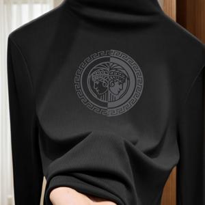 TEMU 여성용 우아한 하프 터틀넥 골지 탑 - 뒷면 디자인의 긴팔 셔츠, 가을/겨울용 부드럽고 신축성 있는 원단, 오피스, 파티