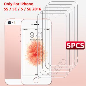 TEMU 아이폰 SE 2016 (5S, 5C, 5) 호환 투명 강화 유리 액정 보호 필름 5매, 스크래치 방지, 높은 경도, 민감한 반응, 울트라 HD, 기포 없음, 간편한 설치.