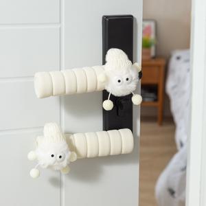 TEMU 2개 묶음 1세트 귀여운 탁상용 플러시 충돌 방지 정전기 방지 도어 핸들 보호대 - 1개 왼손 개방형 도어 1개 오른손 도어 보호대 - 캐비닛, 침실, 욕실, 보관, 사무실 도어용 핸들 장갑, 귀여운 도어 핸들 보호대|방문손잡이