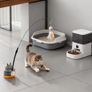 TEMU 1개 360° 회전 자동 이동 고양이 장난감 (이동 베이스 & 플러시 꼬리 포함) - (상호작용 없음) 모터 장착 로보토미 몹 스니즈 실내/야외 사냥 재미용, 플라스틱 새끼고양이 장난감 - 새끼고양이 & 고양이를 위한 완벽한 선물