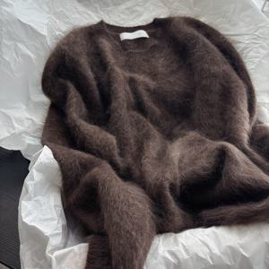 TEMU 마야르드 레트로 커피 컬러 미모사 벨벳 스웨터 여성용 겨울용 부드러운 왁스 감성 게으른 스타일 스웨터