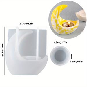 TEMU 1개 달 모양 캔들 몰드 - 실리콘 & 석고 겸용 DIY 공예 몰드, 수제 촛불 및 홈 데코, 천체 테마, 내구성 있고 재사용 가능, 쉬운 탈형, 장식용 캔들 홀더, 부드러운 표면 질감