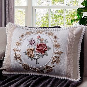 TEMU 베개 커버 1개 (베개 속통 미포함), 앞면에 자수 꽃무늬 자카드, 뒷면에 부드러운 숏 플러시 원단, 소파, 침실, 자동차 및 거실에 적합, 장식품, 홈 파티 및 선물용으로 완벽