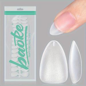 TEMU 240개 보케 숏 아몬드 프레스온 네일 - 매트 소프트 젤 아크릴 네일 팁, 파일링 불필요, 프리셰이프 풀 커버 익스텐션, 15가지 사이즈 화이트 시리즈, DIY 홈 & 살롱용, 슬림 디자인, 부드러운 마감