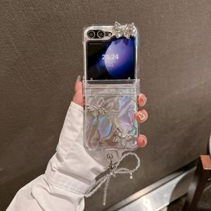 TEMU 삼성 Z 플립 3 4 5 6에 적합한 스타일리시 나비 폰 케이스