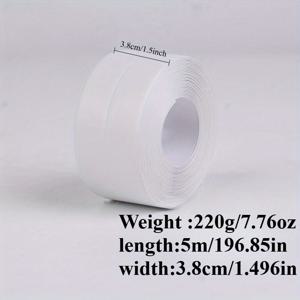 TEMU 필수 5m 추가 긴 화장실 그라우트 실란트 테이프 - 주방 및 욕실 밀봉 스트립, 그라우트에도 적합 - 미적, 내구성, 쉽게 청소 가능 - 주방 싱크대, 레인지 후드, 벽 틈새, 욕실 화장실, 세면대, 샤워 공간, 작업장 등에 완벽, 타일 코킹, 폴리우레아 그라우트, 코킹 글루, 욕실 테이프, 욕실 조인트, 샤워 실링, 욕실 액세서리