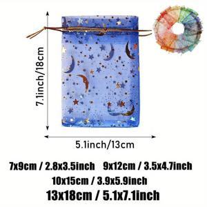 TEMU 25개입 레이스 오간자 백 - 달 컷아웃 & 반짝이는 골드 별 장식, 드로스트링 클로저 - 보석, 사탕, 파티 선물용 - 웨딩, 샤워, 파티 다용도