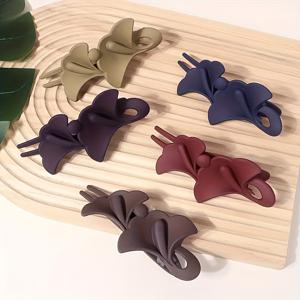 TEMU 5개 세트 우아한 무광 지니꽃 헤어 클립 - 스타일리시 여성용 오리발 클립, 발렌타인데이 및 일상적인 매력에 완벽.