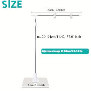 TEMU 조절 가능한 스테인리스 스틸 배너 홀더 클램프 포함 - 현대적인 화이트 메탈 사인 스탠드, 테이블탑 디스플레이용, 실내외 광고에 적합, 진로 박람회 및 이벤트에 완벽함, 이벤트 간판 | 슬림한 배너 홀더 | 스테인리스 스틸 구조