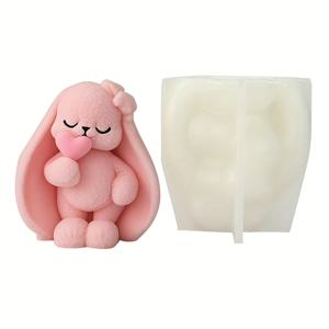 TEMU 귀여운 러브 토끼 캔들 실리콘 몰드, 레진 캐스팅 몰드, 주얼리 캐스팅 도구, 봄, 발렌타인데이, 아버지의 날, 어머니의 날, 추수감사절, 생일 선물 DIY 몰드, 캔들 플라스터용, 홈 데코레이션용