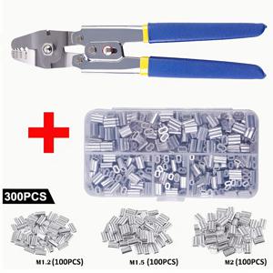 TEMU 0.1-2.2mm 와이어 케이블 크림핑용 301피스 스테인리스 스틸 와이어 로프 압착 도구 키트 및 300개 알루미늄 루프 슬리브 포함, 울타리, 난간, 데킹 등에 적합한 와이어 압착 공구