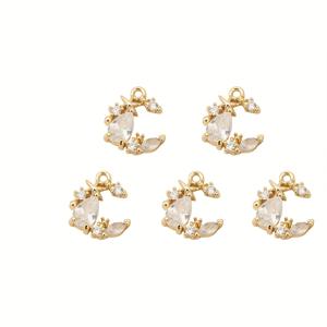 TEMU 2/3/5개 구리 달 펜던트 합성 큐빅 지르코니아 DIY 귀걸이 목걸이 세트