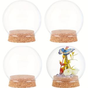 TEMU 8개 영원한 꽃 유리 돔 클로슈, 코르크 베이스 아치 벨 자르 클로슈 중앙 장식용 식물 바위 표본 장식 공예