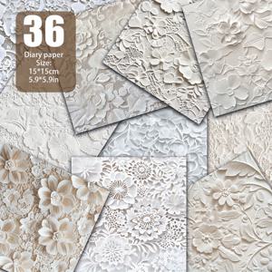 TEMU 아름다운 레이스 플로럴 패턴 스크랩북 용지, 수제 종이, 배경 매트, 인사 카드 제작, 배경 장식, 인사 카드, 정크 저널, 수제 공예, 빈티지 저널에 적합한 재료 용지