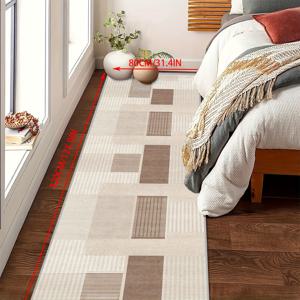 TEMU 1개 모던 그레이 기하학적 미끄럼 방지 세탁 가능 매트 - 거실, 침실, 욕실, 공항 라운지용 100% 폴리에스터 소프트 플러시 매트 - 대형 사이즈 옵션 제공, 침실 컴포트 매트 | 스타일리쉬 바닥 장식 | 내구성 있는 바닥 매트, 침실 러그
