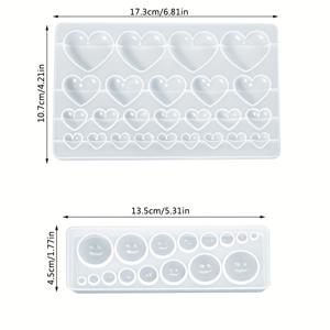 TEMU 2개 DIY 에폭시 레진 주조 몰드 펜던트, 하트 & 라운드 실리콘 몰드 포함 - 다용도 크기, 반짝이는 마감 공예 몰드, 로맨틱한 선물에 이상적인 DIY 귀걸이 및 목걸이 제작용