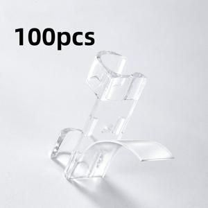 TEMU 100개 투명 접착식 케이블 클램프 - 고강도 플라스틱 와이어 브래킷, 벽, 테이블 아래, 책상, 선반용 코드 홀더 - 전원선, 네트워크 케이블, TV 안테나 코드 정리 (드릴 필요 없음)