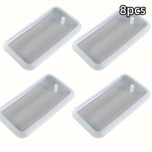 TEMU 키체인용 8개 구멍 있는 직사각형 실리콘 몰드 세트 - 에폭시 레진 캐스팅 몰드, 공예, 애완 동물 태그 및 독특한 선물 제작에 적합, 레진 실리콘 몰드.