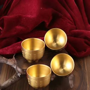 TEMU 4개 미니 풍수 화병 | 전통적인 금속 원형 저금통 화병, 가정 및 사무실용, 행운 장식 선물