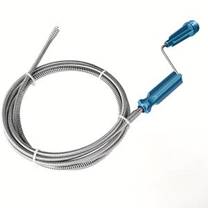 TEMU 상업용 유연한 스파이럴 배수관 청소봉 - 5.5mm x 61인치 스테인리스 스틸, 인체공학적 핸들, 가게 파이프 및 배수구 유지보수에 적합, 컴팩트 디자인, 신뢰할 수 있는 제작 기술