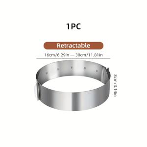 TEMU 1pc 조절 가능한 스테인레스 스틸 라운드 케이크 몰드 - 완벽한 모양의 과자 및 무스 링을 만드는 텔레스코픽 베이킹 도구, 내구성과 사용이 쉬움, 생일과 특별한 기념일을 위한 필수적인 주방 가제트