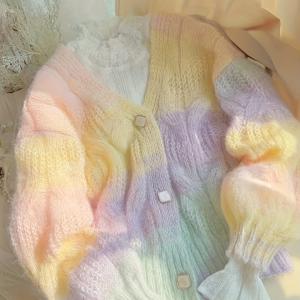 TEMU 여성용 파스텔 그라데이션 스웨터 - 핑크, 옐로우, 그린, 블루, 퍼플, 라벤더 소프트 V넥 가디건 - 봄/가을 레이어링용 경량 오픈 프론트 블라우스 - 일상 및 정장용 우아한 여성 의류, 귀여운 스웨터, 계절 패션, 기발한 디자인, 고품질 공예, 가을 워드로브, 핸드메이드 느낌, 스타일리시 탑, 패션 애호가를 위한|가디건