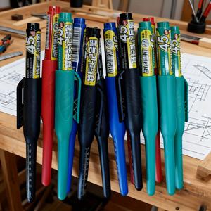 TEMU 15개입 45mm 깊은 구멍용 마킹펜, 플라스틱, 유리, 금속, 세라믹, 인조가죽, 건설 도구, 가정용품, 학용품, 페인팅, 라인 표시, 공사 현장, 깊은 구멍 표시, 다용도 적용