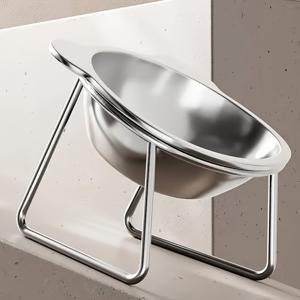 TEMU 스테인리스 스틸 고양이 사료 및 물그릇 - 넓은 받침대, 높이 조절 가능, 방수 디자인, 내구성 강한 녹 방지 구조, 실내/야외용 위생적 높은 그릇