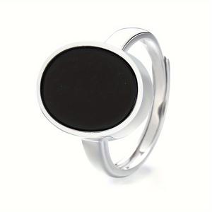 TEMU 여성 패션 와이드 밴드 반지. 라운드 블랙 온픽스와 조절 가능한 오픈 디자인으로, 간편한 스타일을 연출합니다. , 파티, 졸업 시즌, 뮤직 페스티벌, 휴가에 완벽합니다. 친구나에게 선물하기 좋은 우아하고 다재다능한 선물입니다.