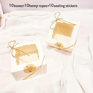 TEMU 창문용 스타일리시 선물 상자 30개 세트 (상자 10개, 스티커 10개, 리본 10개 포함). 결혼식, 생일, 크리스마스, 추수감사절, 발렌타인데이, 어버이날 선물 포장에 완벽합니다.