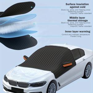 TEMU 면도기 반사 스트립과 사이드 미러용 12개 자석이 있는 두꺼운 눈 덮개. 겨울철에 앞유리 보호용으로 설화, 햇빛, 먼지 및 얼음으로부터 보호하도록 설계되었습니다. 대부분의 차량에 적합하며 설치가 용이하며 고품질 덮개, 튼튼한 원단을 사용했습니다.