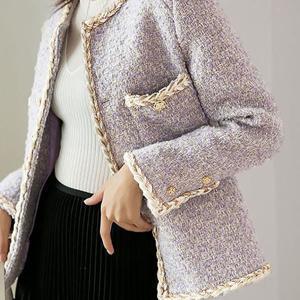 TEMU 여성용 트위드 재킷 시크한 버튼업 프론트 루즈핏 사계절용 아우터웨어 캐주얼부터 포멀웨어까지 캐주얼 웨어 재킷 시크한 짧은 재킷 버튼업 재킷 SLIM GIRL 슬림소녀