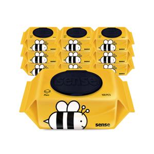 TEMU [대용량 가성비]센스 꿀벌 물티슈 100매 10팩 (40g)