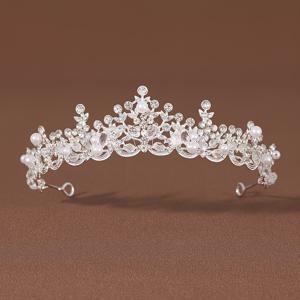 TEMU 핸드메이드 비즈 모조 진주 스위트 여성스러운 왕관 헤어 액세서리, 여성용 헤드웨어 및 브라이덜 티아라