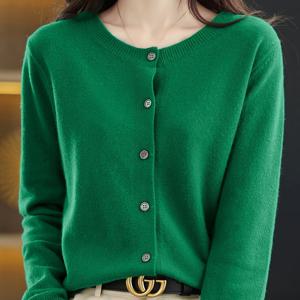 TEMU 여성용 스트레치 라운드넥 가디건 - 솔리드 블랙 기계세탁 가능 봄&가을 스웨터, 중동 스타일 엘레강스 컬렉션, 캐주얼 & 포멀 레이어링 아이템