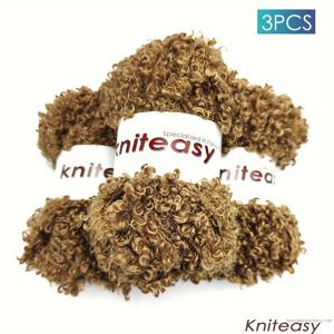 TEMU 3개입 150g, 고품질 테디 플러시 원사, 매우 편안하고 부드러운 촉감, 스카프와 모자로 손으로 뜨거나 인형 머리 직조로 사용 가능, 수제 DIY 창작 및 다양한 수공예에 적합