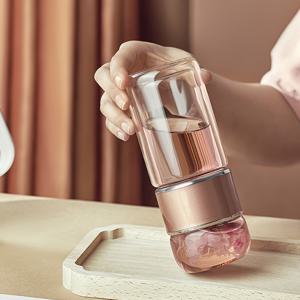 TEMU 1개 차 분리 제조 유리컵, 이중 레이어 두꺼운 내열 휴대용 물컵, 차 잎 분리 기능성 차 제조 컵|텀블러