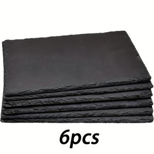 TEMU 토코메 품질 천연 슬레이트 서빙 플레이트 6개 세트 - 20cm x 30cm (8 x 11.81인치) 자연스러운 가장자리 델리 플레이트, 식품 안전 슬레이트 서빙 접시, 스시 스테이크 슬레이트, 블랙 웨스턴 크리에이티브 서빙 플레이트, 일본식 바비큐 서빙 플레이트, 홈 키친 장식용, 레스토랑 & 호텔 주방 도구, 조각된 테이블웨어 액세서리