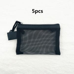 TEMU 5개 미니 지퍼 메쉬 백 나일론 메이크업 정리함 휴대용 여행 화장품 가방 세트 뷰티 액세서리 홀더 파우치 그레이
