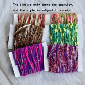 TEMU 6개 세트 5미터/롤 샘플 실, 셔닐 벨벳 긴털 글리터 실, 다중 가닥 핸드블렌딩 DIY 특수 혼합실, 뜨개질, 크로셰 헤어클립, 코스터, 사진액자 및 레이스 장식용