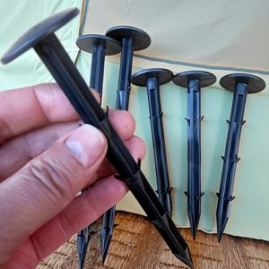 TEMU 55개 4.3인치 블랙 플라스틱 정원 지면 못 - 뾰족한 콘 디자인, 바브가 있는 내구성 있는 PP 소재, 멀치 필름 및 조경 고정용, 가드닝 및 조경 프로젝트에 이상적, 슬림한 외관, 튼튼한 구조
