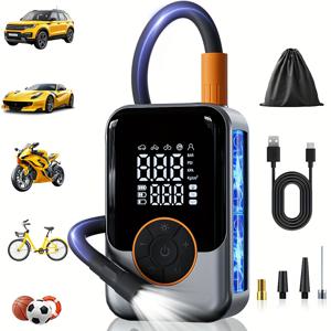 TEMU 차량용 미니 타이어 공기 주입기. 이 소형 무선 에어 컴프레서에는 디지털 압력 게이지, 비상 LED 라이트, 그리고 3배 더 빠른 공기 주입 기능이 있습니다. 무선 핸드헬드 디자인으로 타이어 유지 보수가 편리합니다.