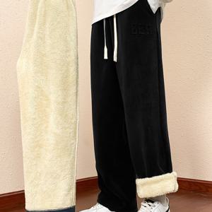 TEMU 남성용 보온 조거 팬츠 - 드로스트링 허리, 루즈핏 캐주얼 트라우저, 헬스, 스키, 여행용 소프트 겨울 바지 - / 색상 옵션 - 추운 날씨 및 야외 활동에 적합, 스키 장비, 편안한 핏, 편안한 소재, 활동적인 라이프스타일|냉장고바지|남자바지|바지