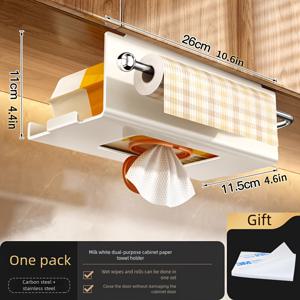 TEMU 두꺼운 스테인리스 스틸 주방 물티슈 보관함, 티슈 홀더, 걸이형 캐비닛 페이퍼 타월 보관함, 행주 및 랩 필름 보관, 캐비닛 롤 페이퍼 랙.|물티슈|수건