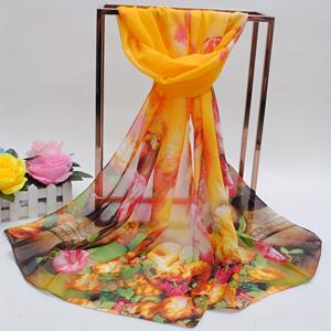 TEMU 무지개 빛깔의 그라디언트 쉬폰 스카프 넥타이 염색 꽃 프린트 통기성 거즈 목도리 여성 캐주얼 야외 방풍 헤드 랩 얇은 여행 비치 타월