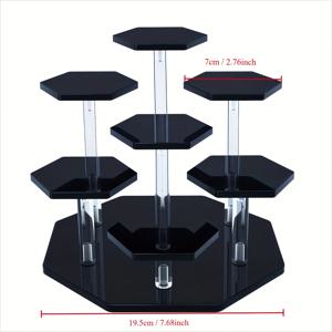TEMU 7단 아크릴 디스플레이 스탠드 - 피규어, 수집품, 장난감 및 인형용 투명 육각 디자인, 견고한 베이스, 액션 피규어, 보석류, 화장품 정리함, 내구성 있는 컬렉터블 케이스, 아트 데코 스타일