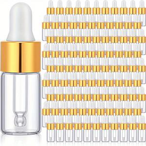 TEMU 100개 3ml 유리 떨어지는 병, 검은 캡이 있는 빈 미니 에센셜 오일 비알, 샘플 재질, 퍼퓸, 화장품, 실험실 사용을 위한 드로퍼가 있는 유리 병